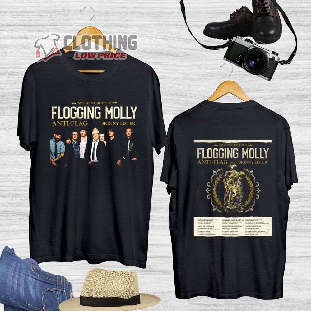 2023 Winter Tour Flogging Molly With Dates Merch, Flogging Molly Tour 2023 Shirt Flogging Molly Band Anti-Flag Skinny Lister T-Shirt