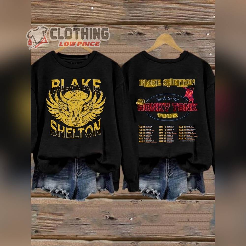 2024 Blake Shelton Back To The Honky Tonk Tour Setlist Sweatshirt, Blake Shelton 2024 Concert Shirt, Blake Shelton Fan Shirt, Blake Shelton 2024 Album Shirt