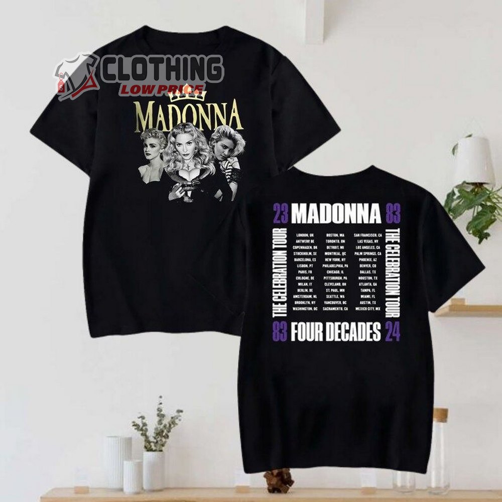 2024 Tour Dates Madonna The Celebration T-Shirt, Madonna Vintage 90S Shirt, Four Decades Tour Setlist Shirt, Madonna Concert Merch, Madonna Fan Gift Shirt