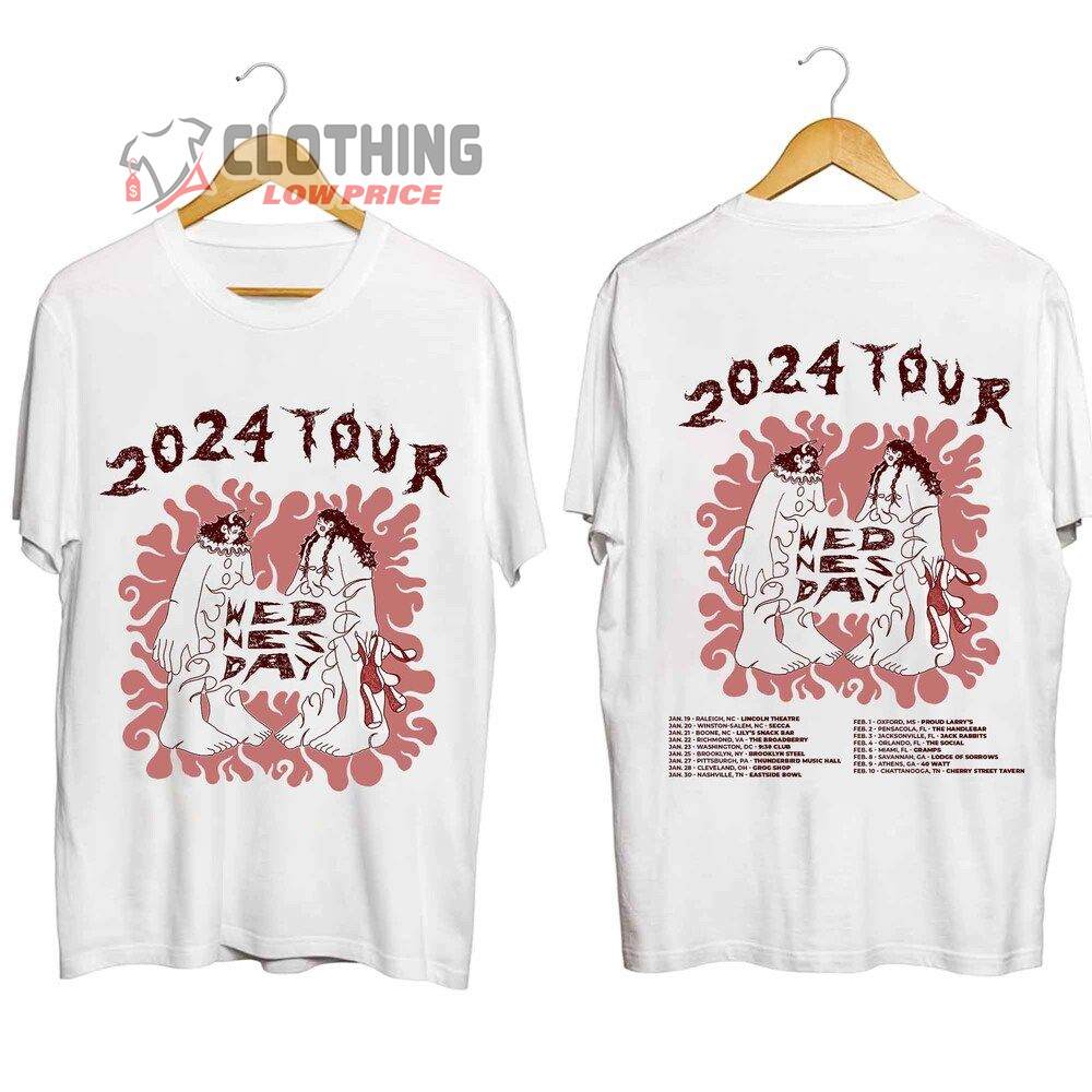 2024 Wednesday Band Tour Merch, Wednesday East Coast Tour 2024 Shirt, Wednesday Band Fan Shirt, Wednesday 2024 US Tour Tickets T-Shirt