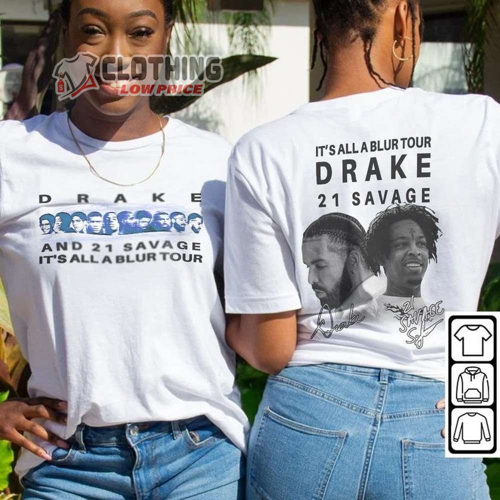 21 Savage Vintage Sweatshirt, Drake It's All A Blur Tour 2023 Shirt, Drake Rap Tour Vintage 90S Retro Graphic Tee