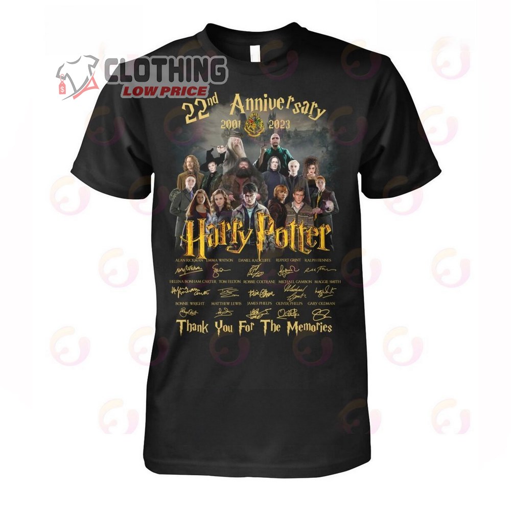 22nd Anniversary 2001-2023 Harry Potter Merch Harry Potter 22nd Anniversary Thank You For The Memories T-Shirt