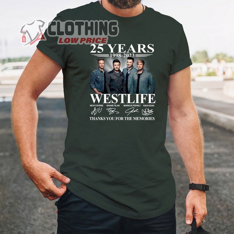 25 Years 1998-2023 Westlife Thanks For The Memories T-Shirt, Nicky Byrne Shirt Shane Filan Tshirt