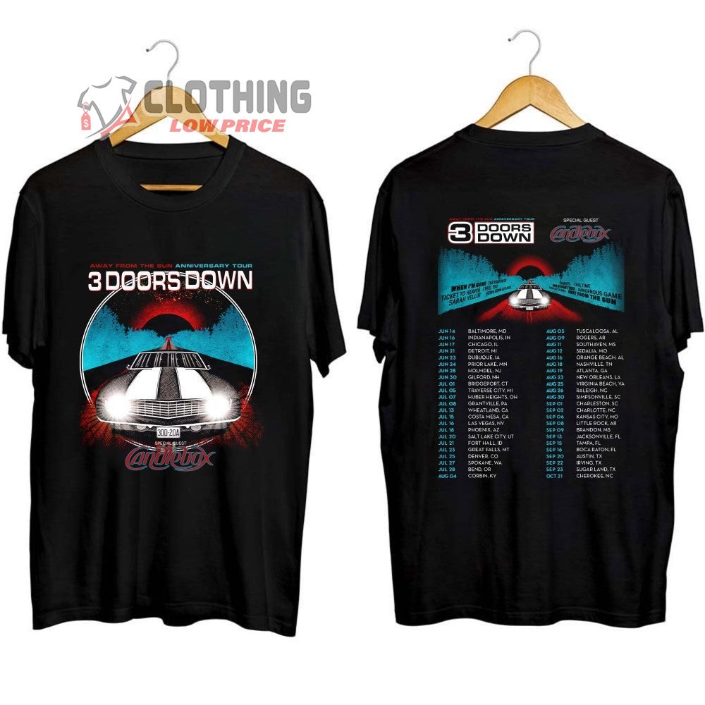 3 Doors Down Concert Tickets 2023 Live Tour Dates Merch, Away From The Sun Anniversary Tour 2023 Shirt, 3 Doors Down Tour 2023 Setlist T-Shirt