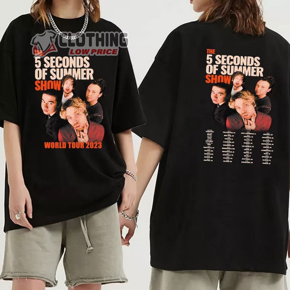 5 Seconds Of Summer Band Tour 2023 Merch, 5 Seconds Of Summer World Tour 2023-2024 Shirt 5Sos World Tour 2023 Setlist T-Shirt