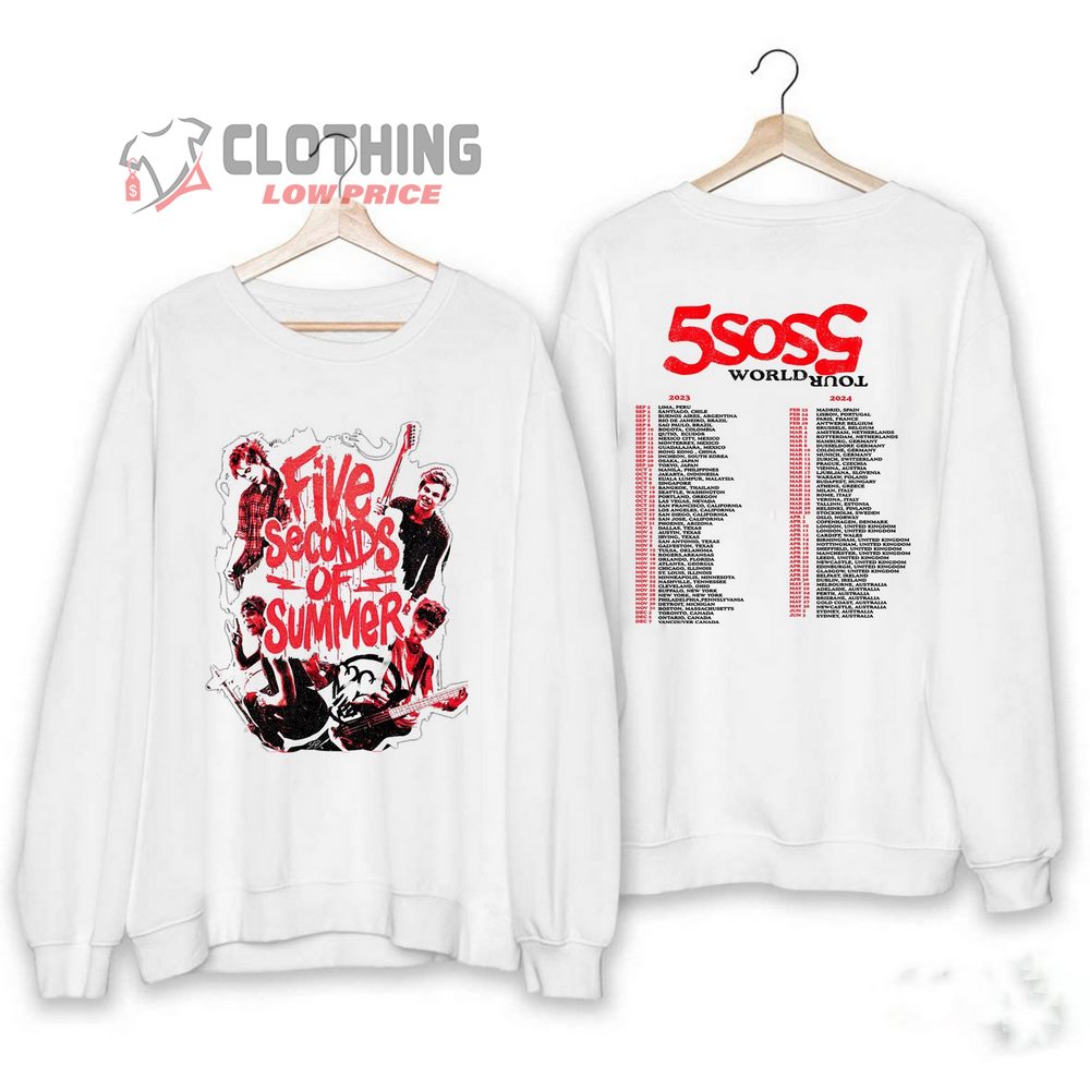 5 Seconds Of Summer World Tour 2023 2024 Trending Shirt, 5 Seconds Of Summer Albums T- Shirt, 5 Seconds Of Summer Song Sweatshirt Hoodie