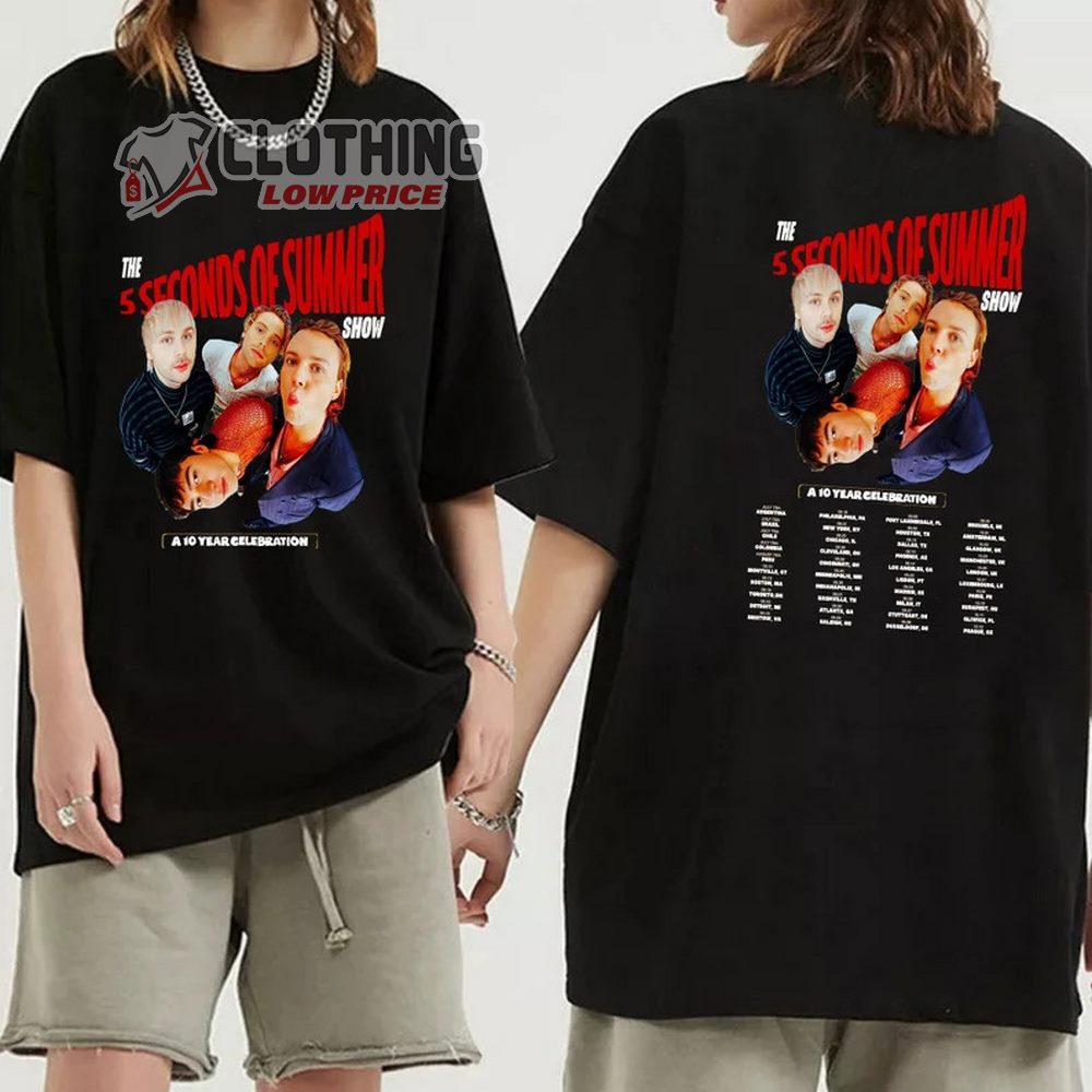 5 Seconds Of Summer World Tour 2023-2024 Merch, 5 Seconds Of Summer Show 2023 Sweatshirt, 5 Seconds Of Summer A 10 Year Celebration T-Shirt