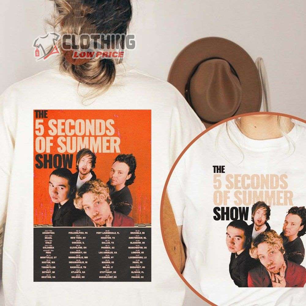 5 Seconds Of Summer World Tour 2023-2024 Show Merch, Summer World Tour 2023-2024 Shirt 5 Seconds Of Summer Tour Dates 2023 T-Shirt