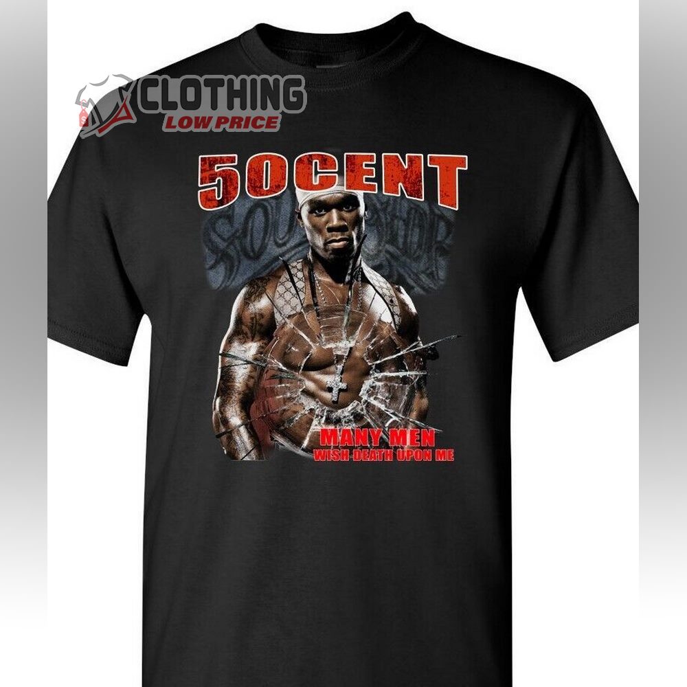 50 Cent Many Men Wish Death Upon Me Merch, 50 Cent 2023 World Tour Tickets T-Shirt