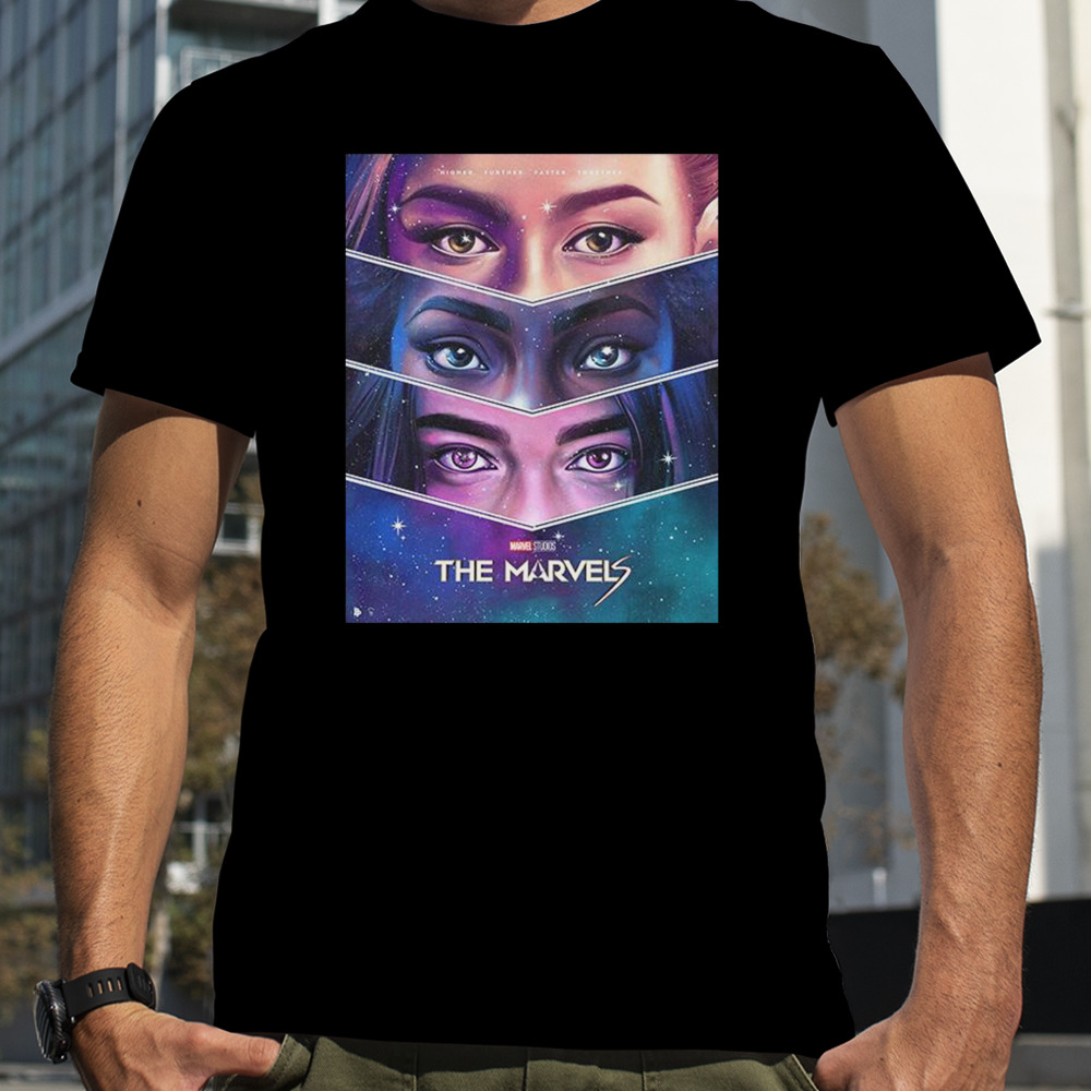 A Cosmic Trio The Marvels Carol Danver x Monica Rambeau x Kamala Khan Eyes T-Shirt