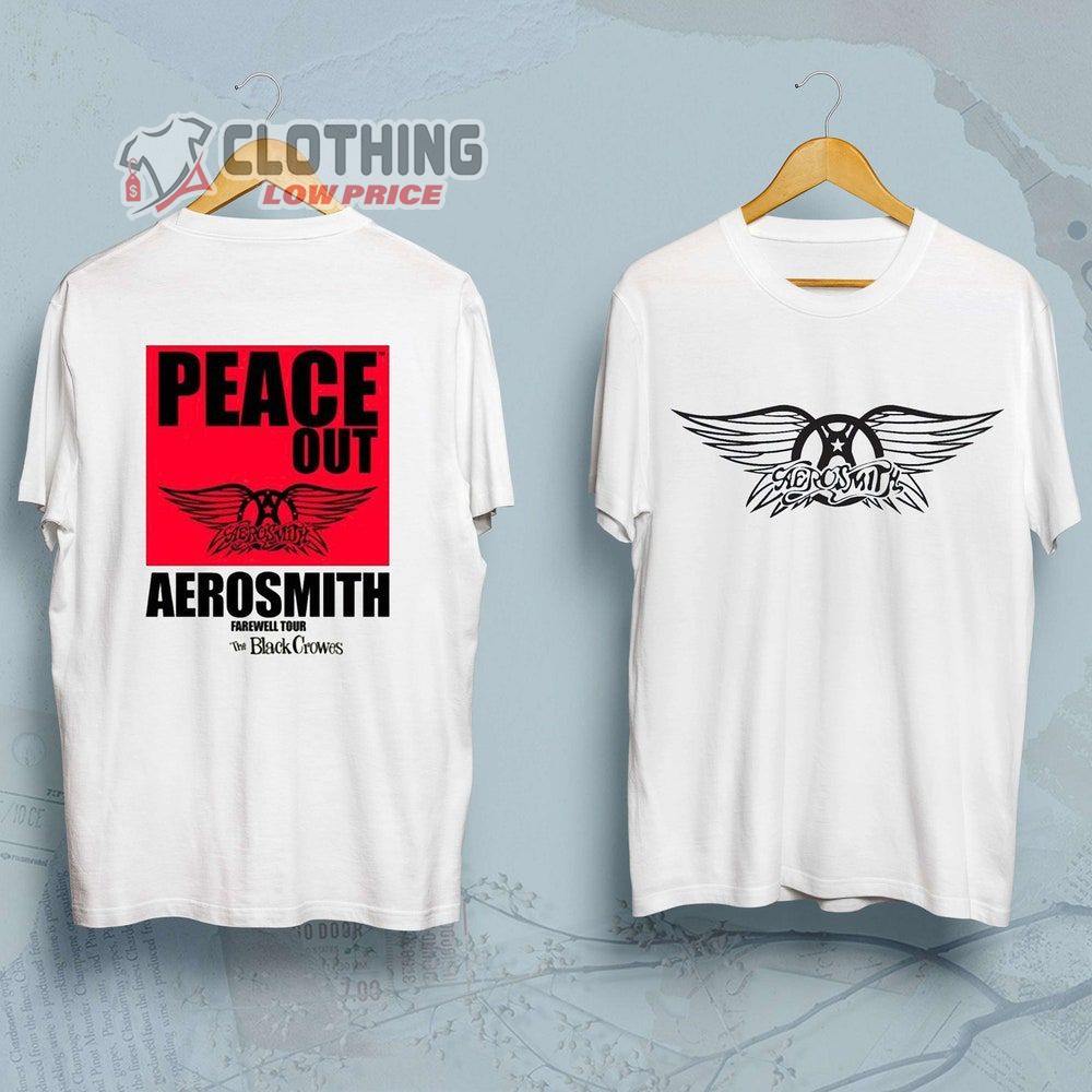 Aerosmith Band Logo Tour 2023 Merch, Aerosmith 2023 - 2024 Peace Out Farewell Tour The Black Crowes Tour T-Shirt