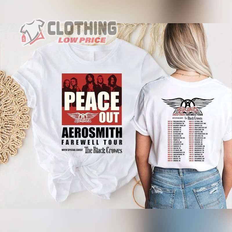 Aerosmith Peace Out Farewell Tour With The Black Crowes Tour Shirt, Farewell Tour Shirt, Aerosmith Farewell Tour Peace Out Shirt, Aerosmith Farewell Tour Dates Merch