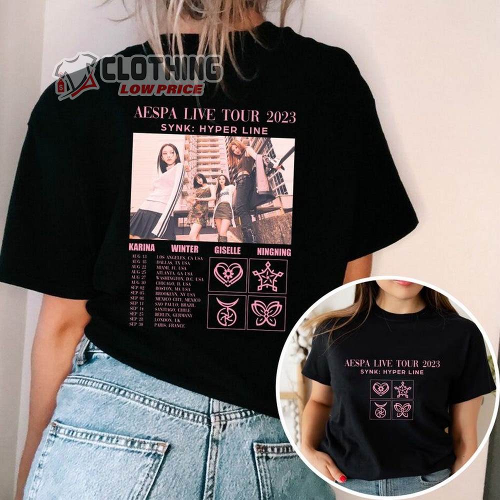 Aespa Synk Hyper Line Tour Dates 2023 Shirt, Aespa 2023 Tour Shirt, Aespa My World Tour Merch