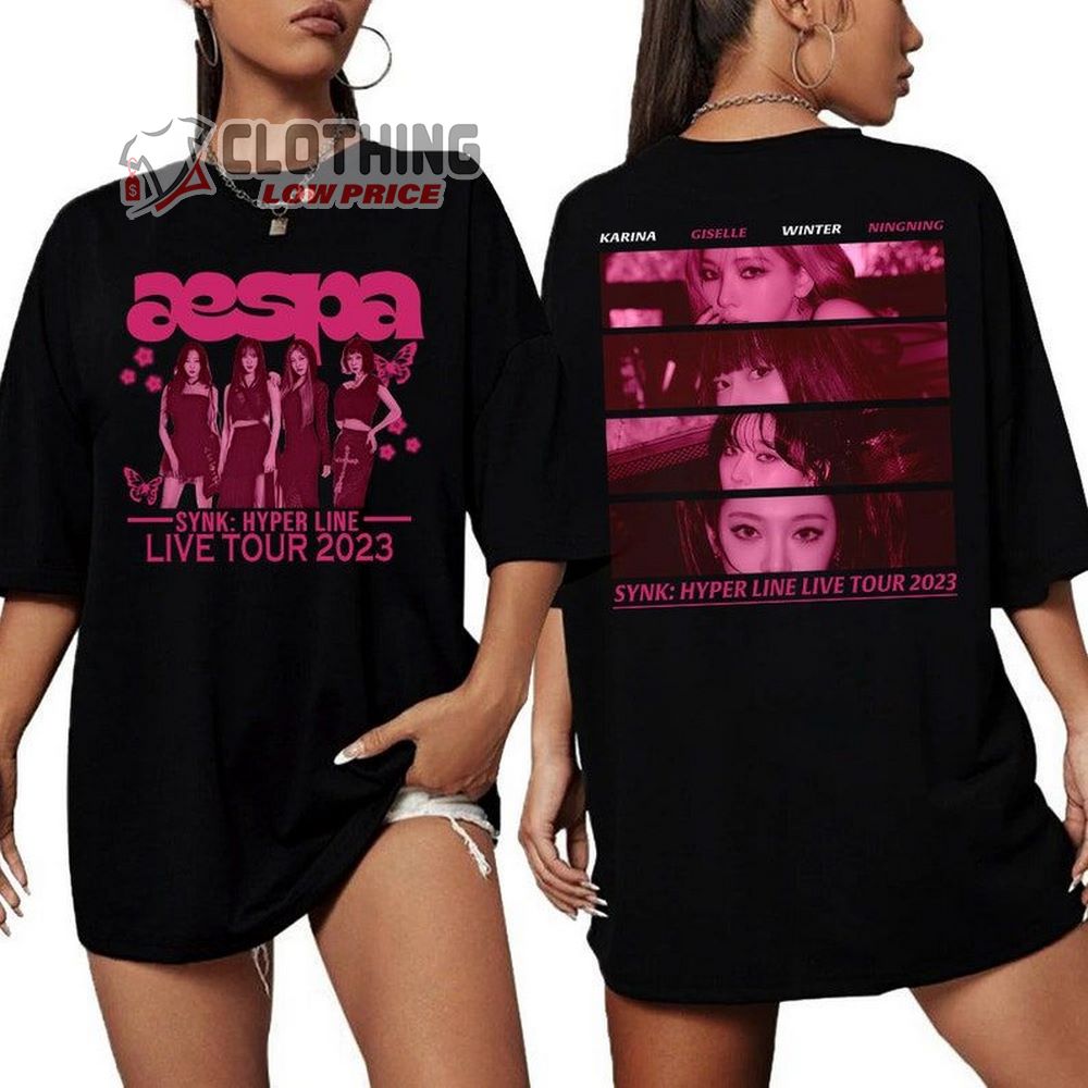 Aespa Tour 2023 Synk Hyper Line Shirt, Synk Hyper Line Tour 2023 Aespa T-Shirt, Retro Aespa Tour 2023 Merch