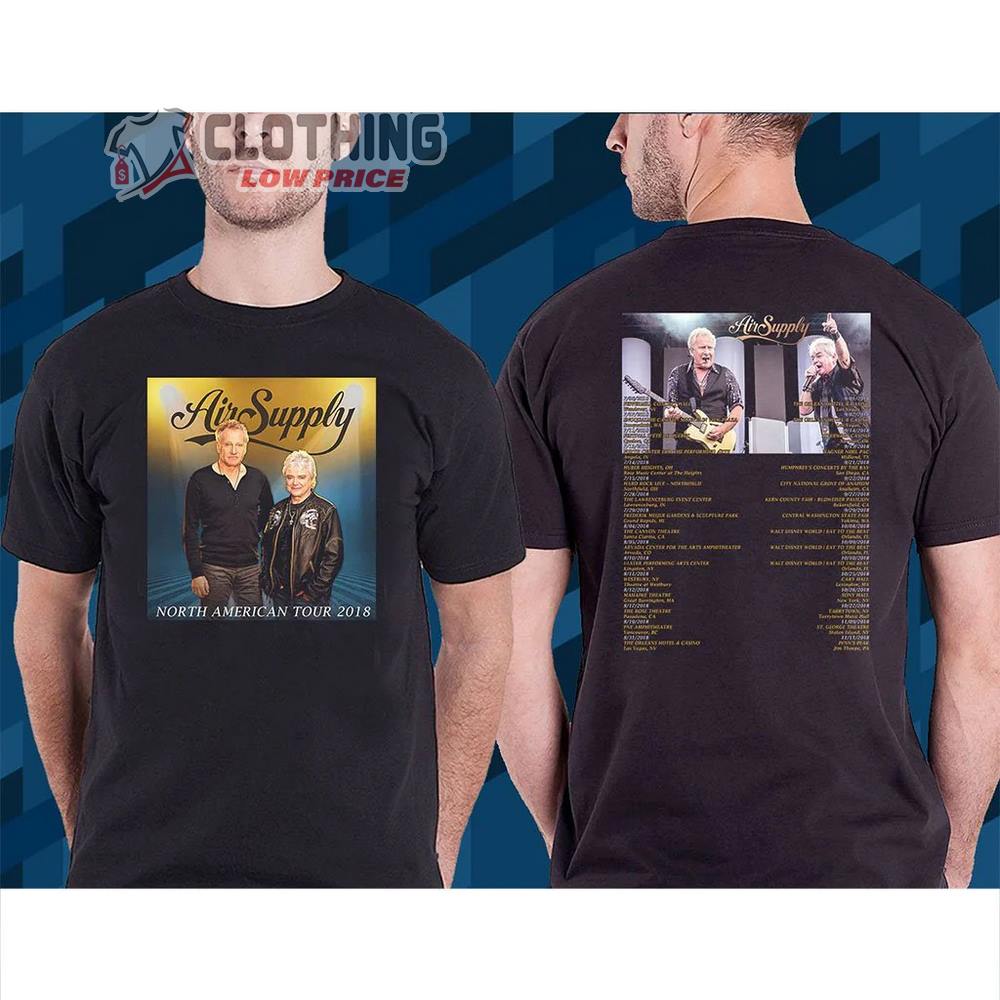 Air Supply Concert 2023 T- Shirt, Live Air Supply Fall Tour Black T- Shirt, Air Supply Albums Merch