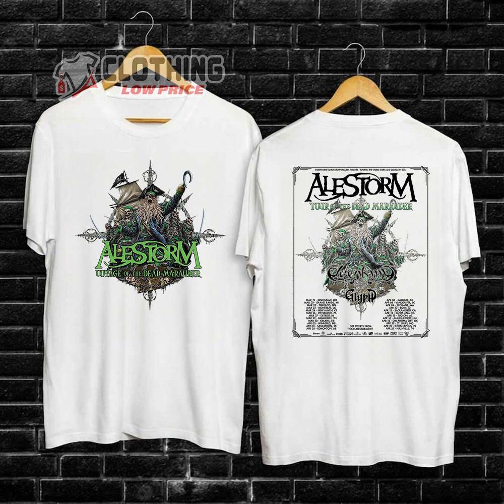 Alestorm US And Canada Tour 2024 Merch, Alestorm Setlist 2024 Shirt, Alestorm Tour Of The Dead Marauder Tee, Alestorm New Album T-Shirt