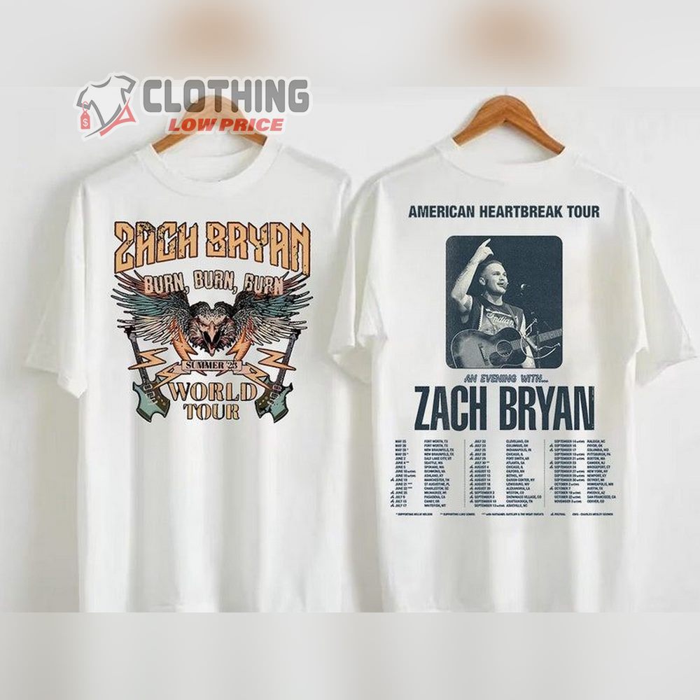 American Heartbreak Tour 2023 Unisex T-Shirt, Zach Bryan Live Concert Tour 2023 Merch