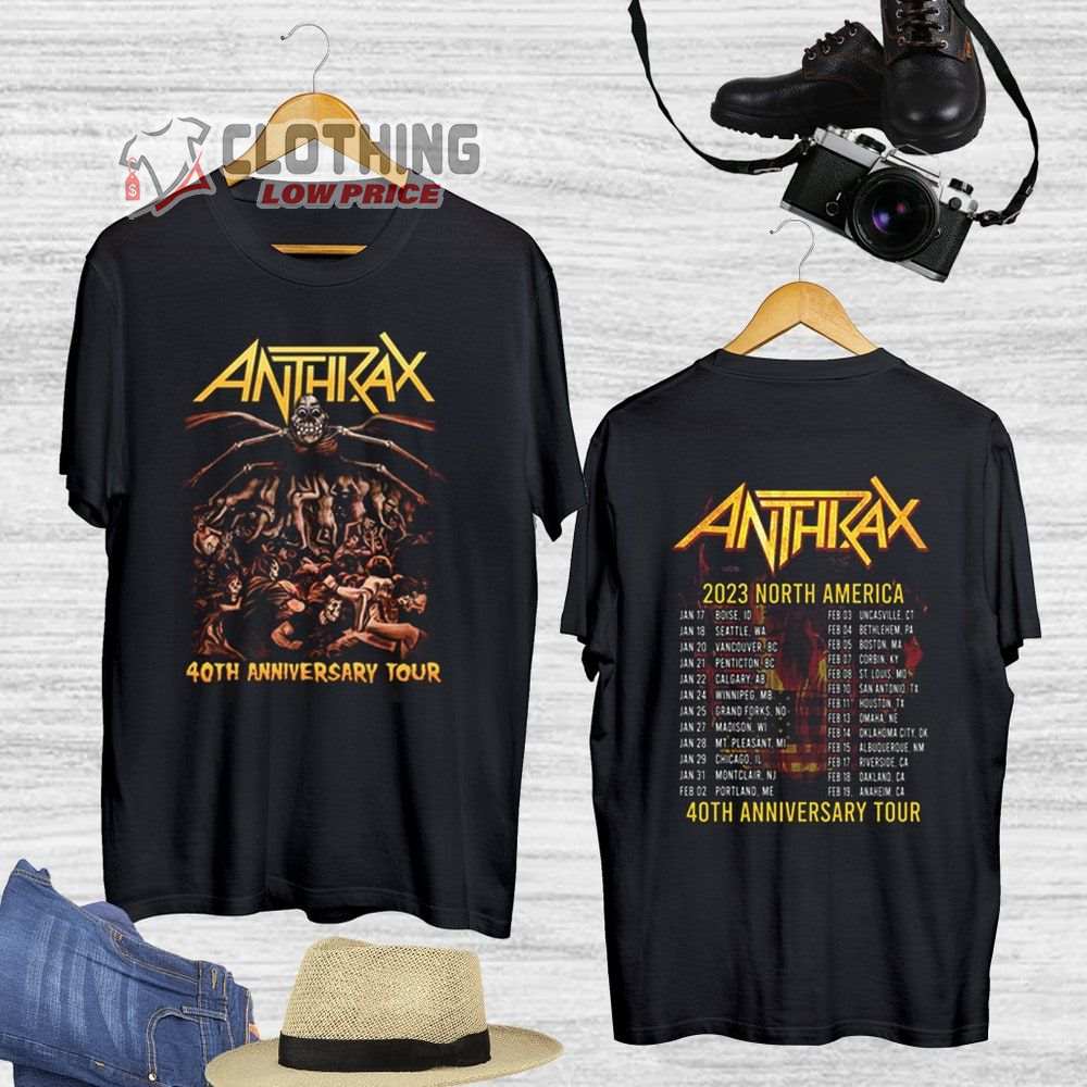 Anthrax And Black Label Society'S 2023 North American Tour Merch Anthrax 2023 40Th Anniversary Tour T-Shirt