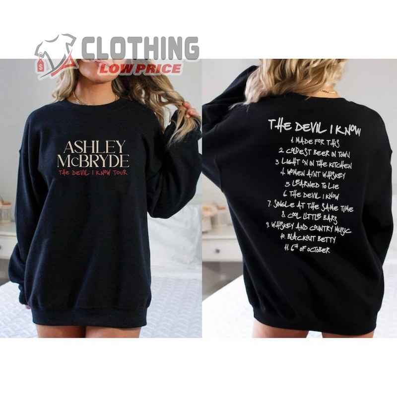 Ashley Mcbryde Song The Devil I Know Tour 2023 T- Shirt, Ashley Mcbryde Sweatshirt, Ashley Mcbryde Setlist 2023 Merch