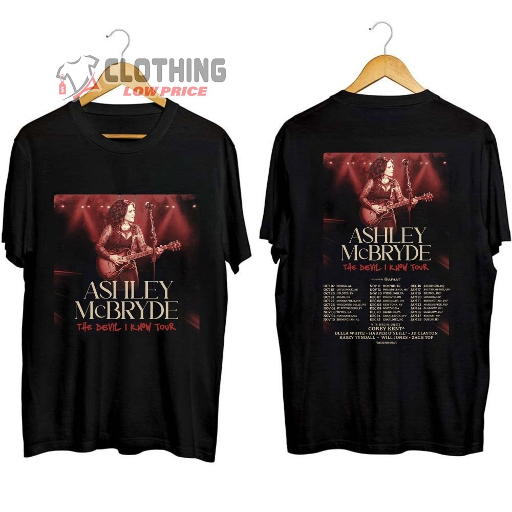 Ashley Mcbryde The Devil I Know Tour 2023 2024 Merch, Ashley McBryde New Album The Devil I Know Shirt, Ashley Mcbryde 2023 2024 Setlist Tee, Ashley McBryde New Album T-Shirt