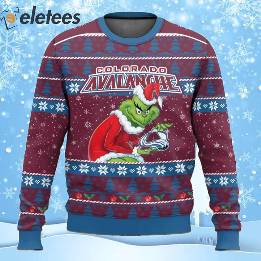 Avalanche Hockey Grnch Ugly Christmas Sweater