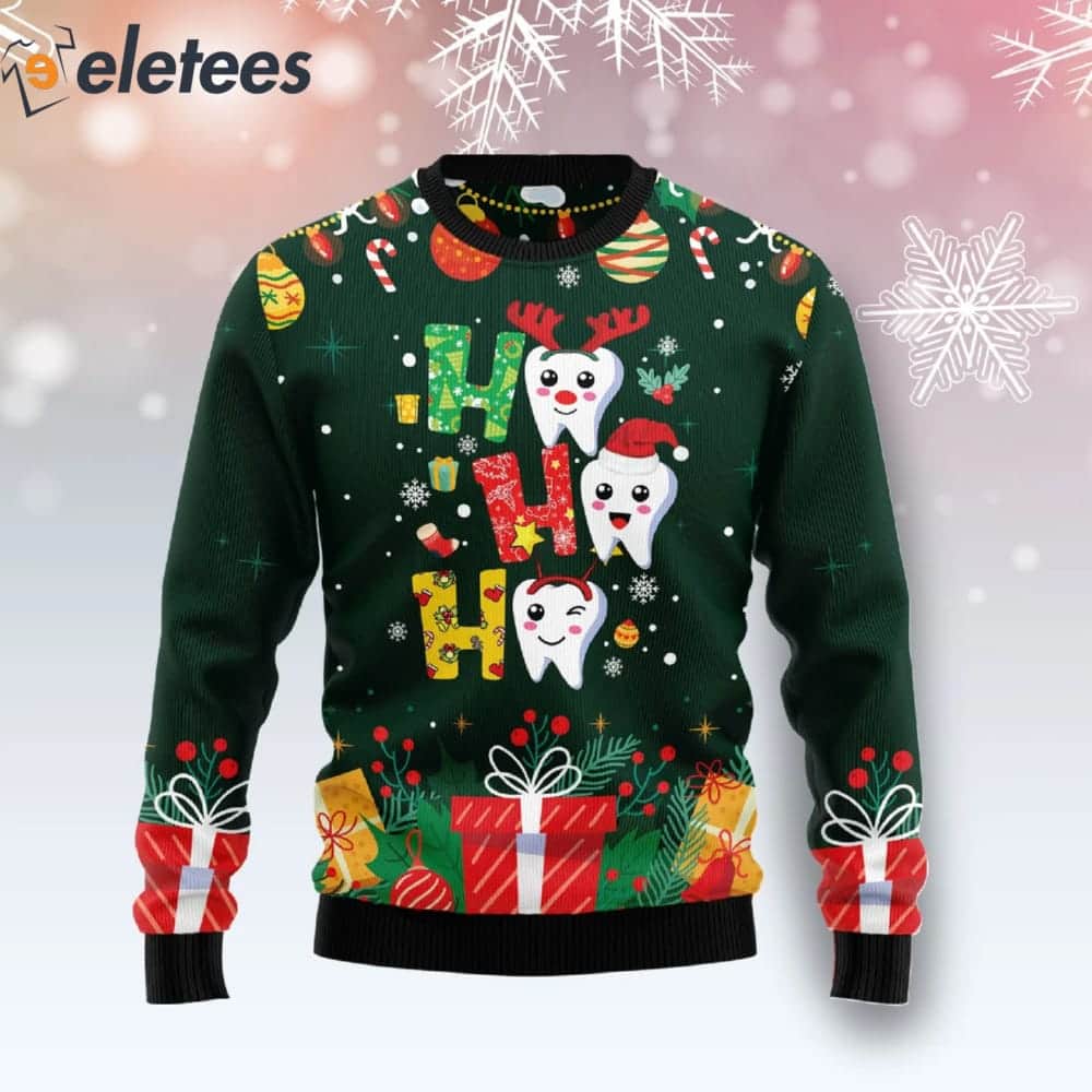 Hohoho Teeth Holiday Ugly Christmas Sweater