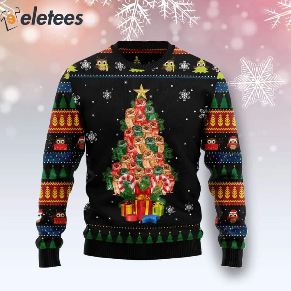 Hoot Hoot Owl Noel Christmas Tree Ugly Christmas Sweater