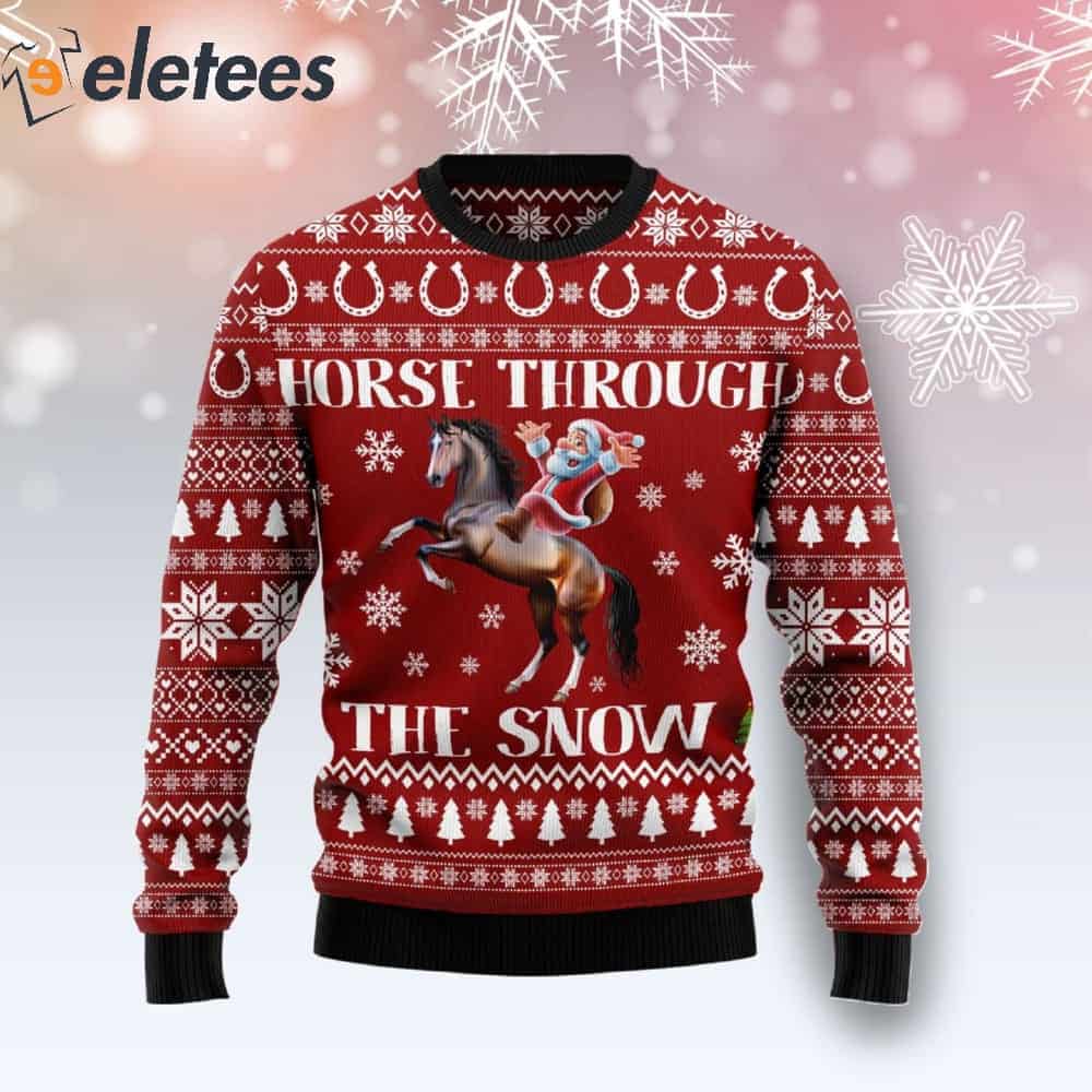 Horse Through The Snow Ugly Christmas Sweater