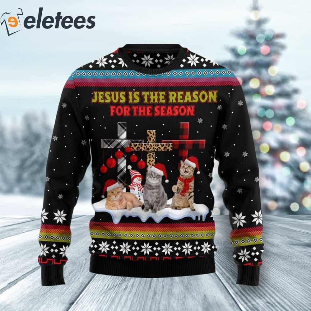 Jesus Is The Reason For The Season Cat Ugly Christmas Sweater