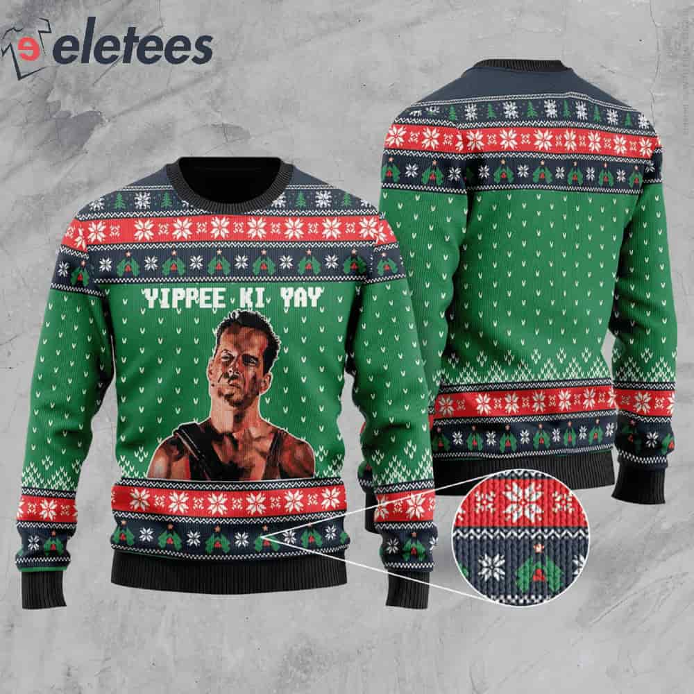 John McClane Yippee Ki Yay Come Out To The Coast We'll Get Together Ugly Chritsmas Sweater