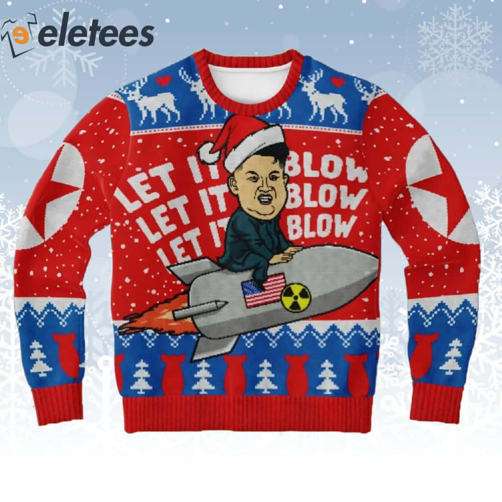 Kim Jong Un Nuclear Let it Blow Ugly Christmas Sweater