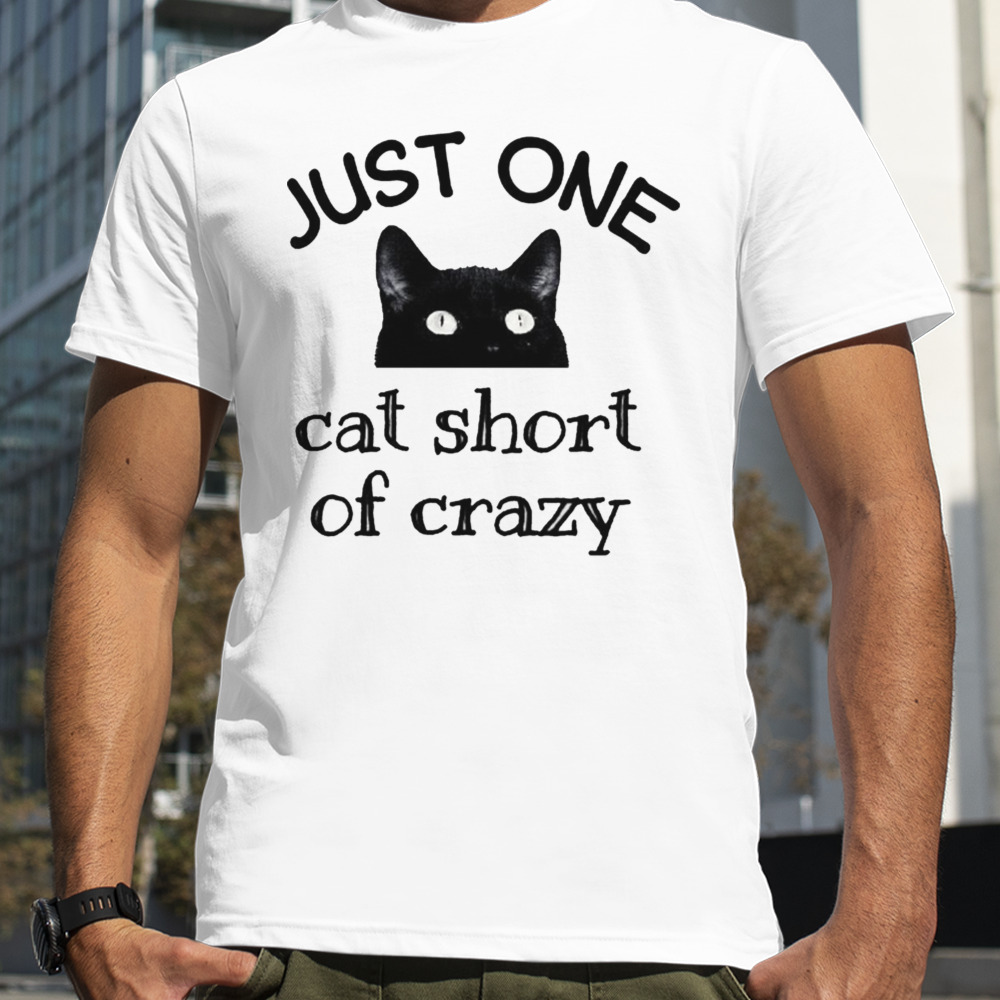 One Cat Short Of Crazy Funny Quote Black Cat shirt