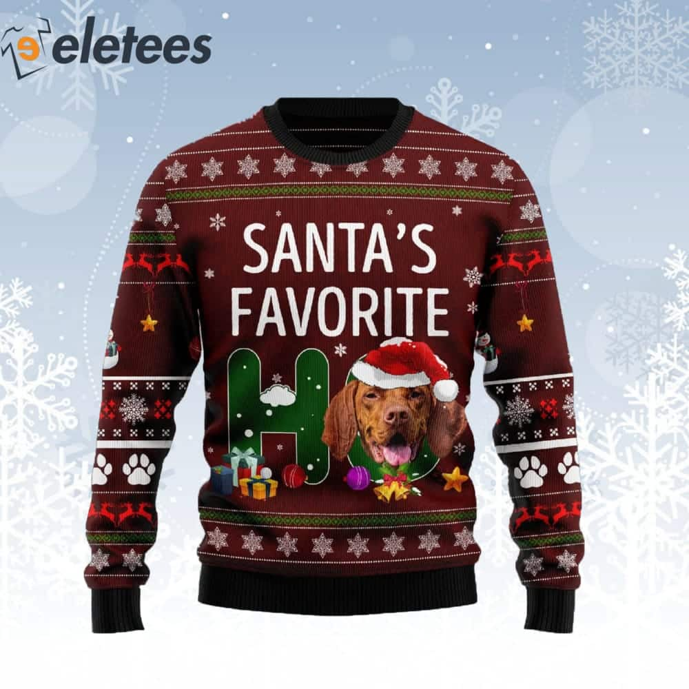 Vizsla Santa's Favorite Ho Ugly Christmas Sweater