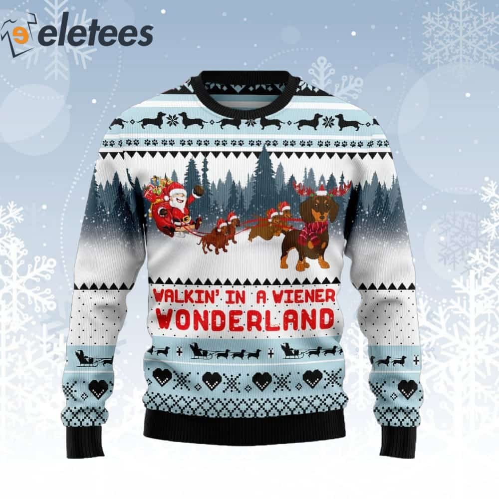 Walkin' In A Weiner Wonderland Dachshund Ugly Christmas Sweater