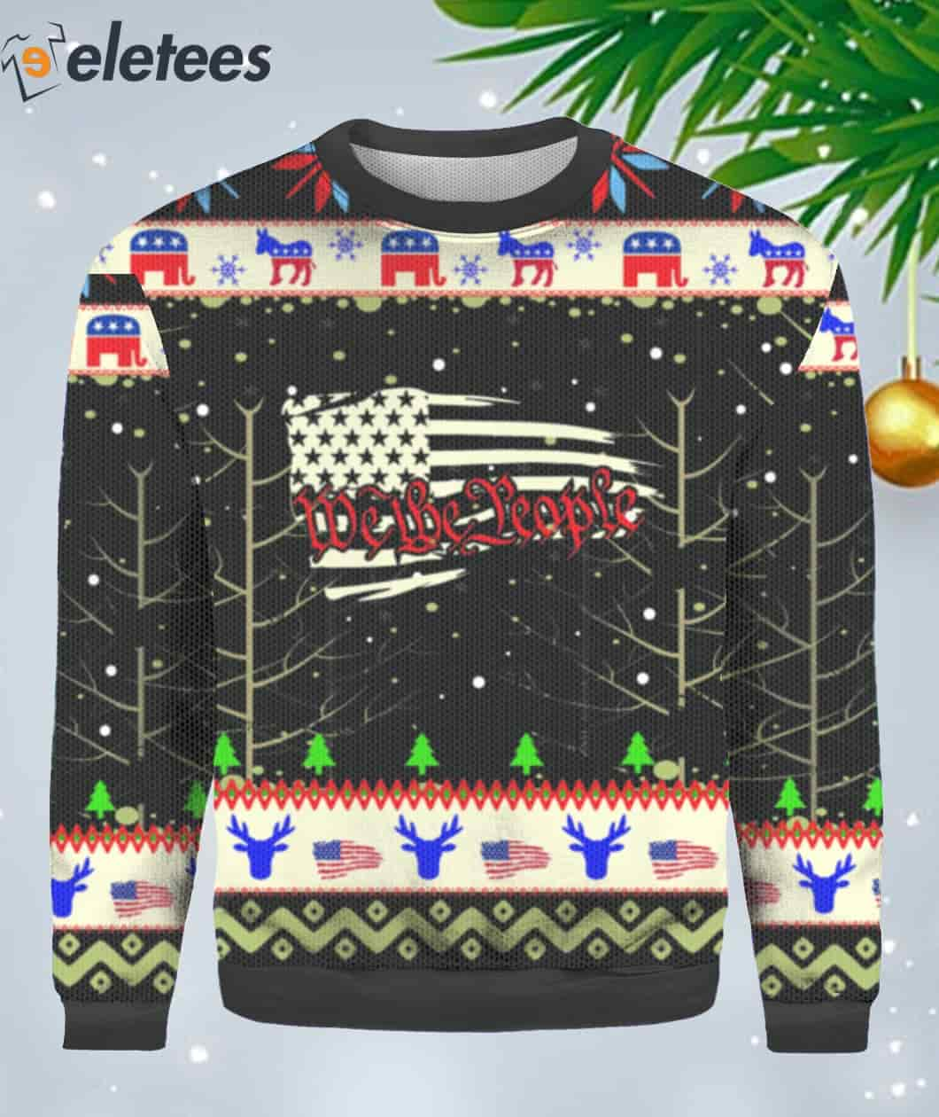 We the People American Flag Christmas Sweater