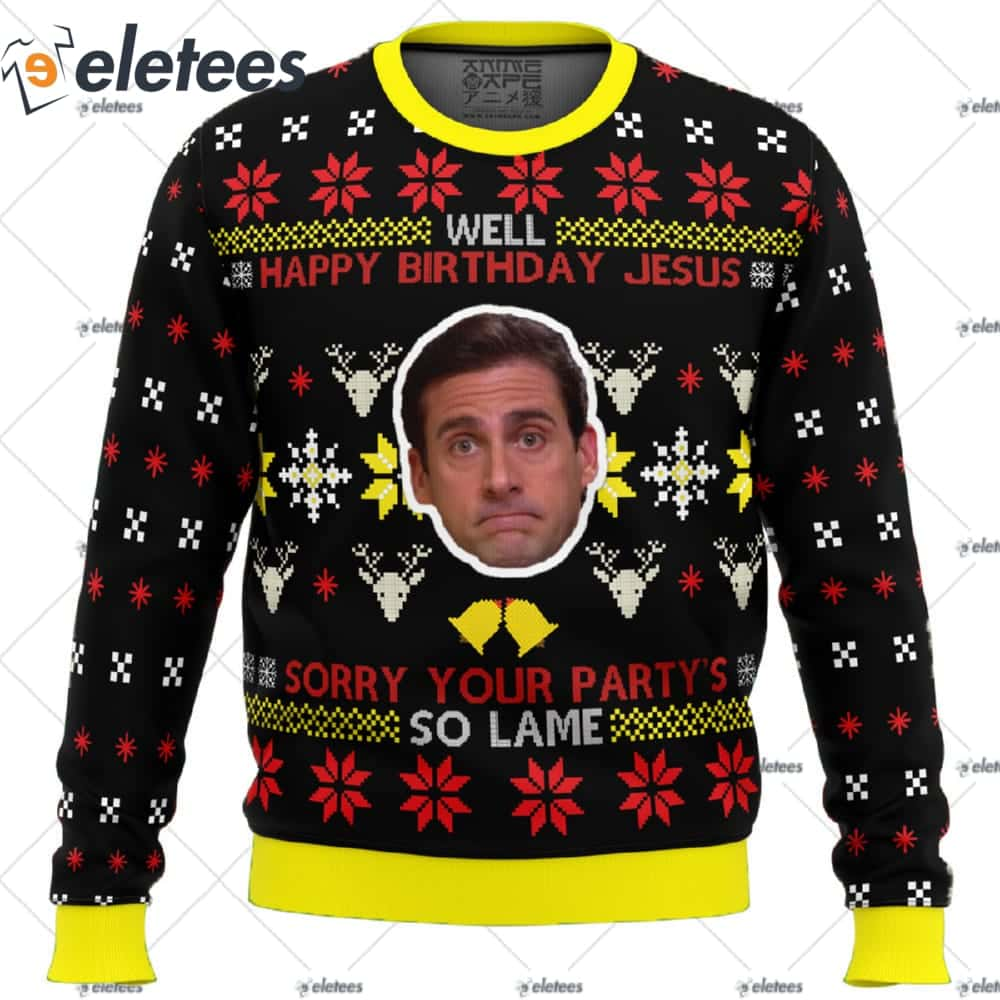 Well Happy Birthday Jesus The Office Ugly Christmas Sweater