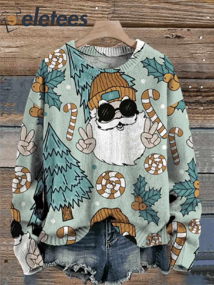 Women's Christmas Cute Santa Print Sweater