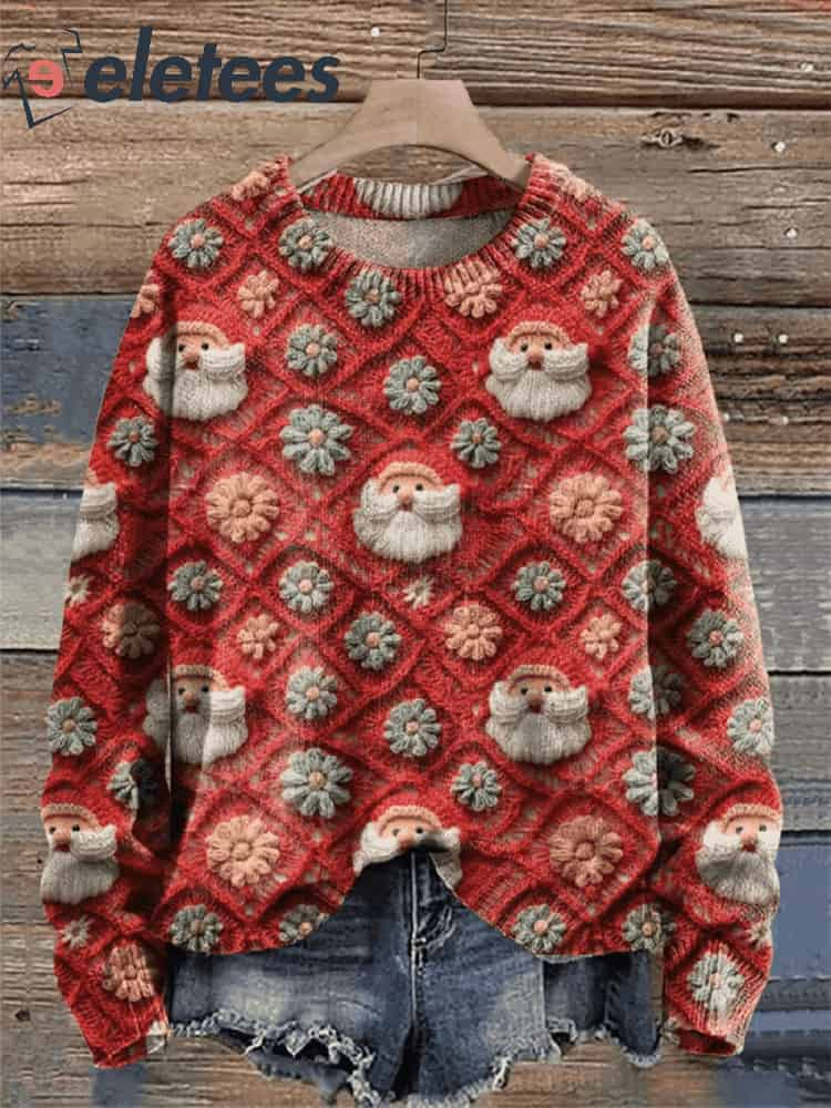 Women's Christmas Santa Print Sweater