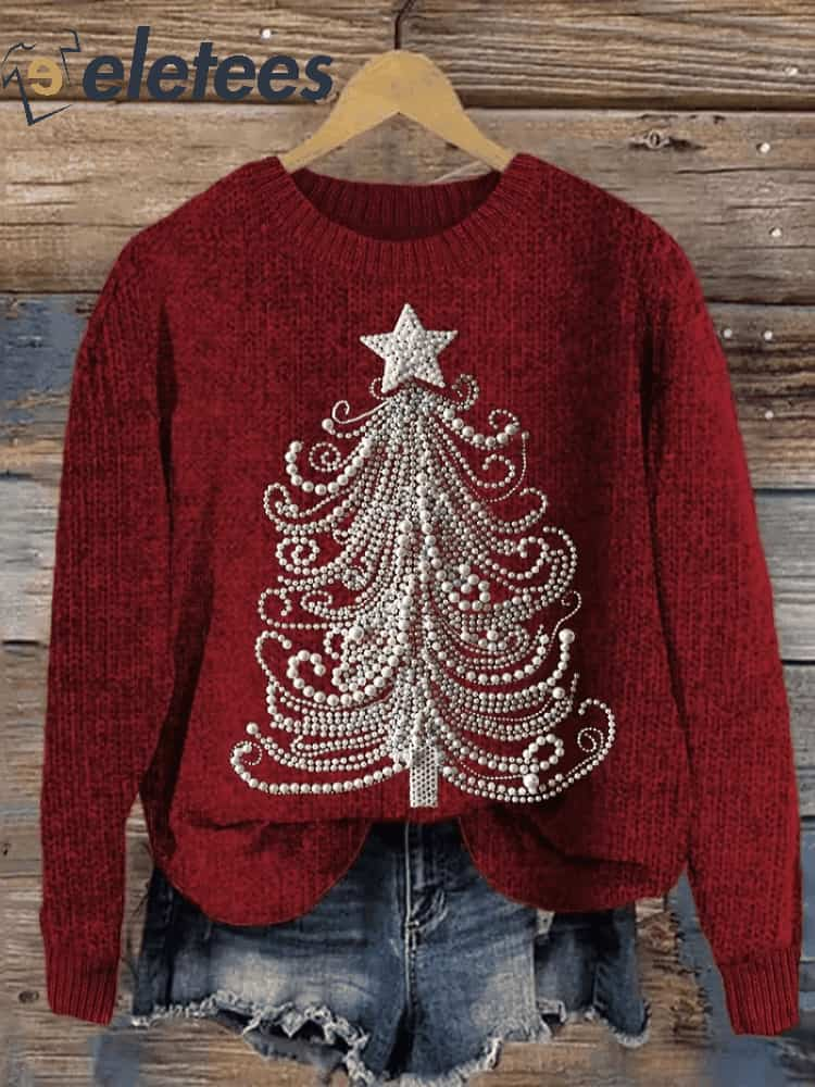 Women's Classy Christmas Tree Print Crew Neck Sweatshirt