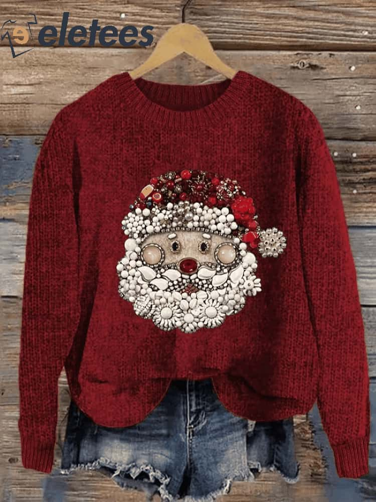 Women's Jewelry Santa Print Casual Sweatshirt