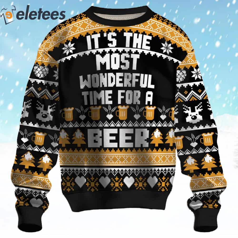 Wonderful Time For A Beer Ugly Christmas Sweater