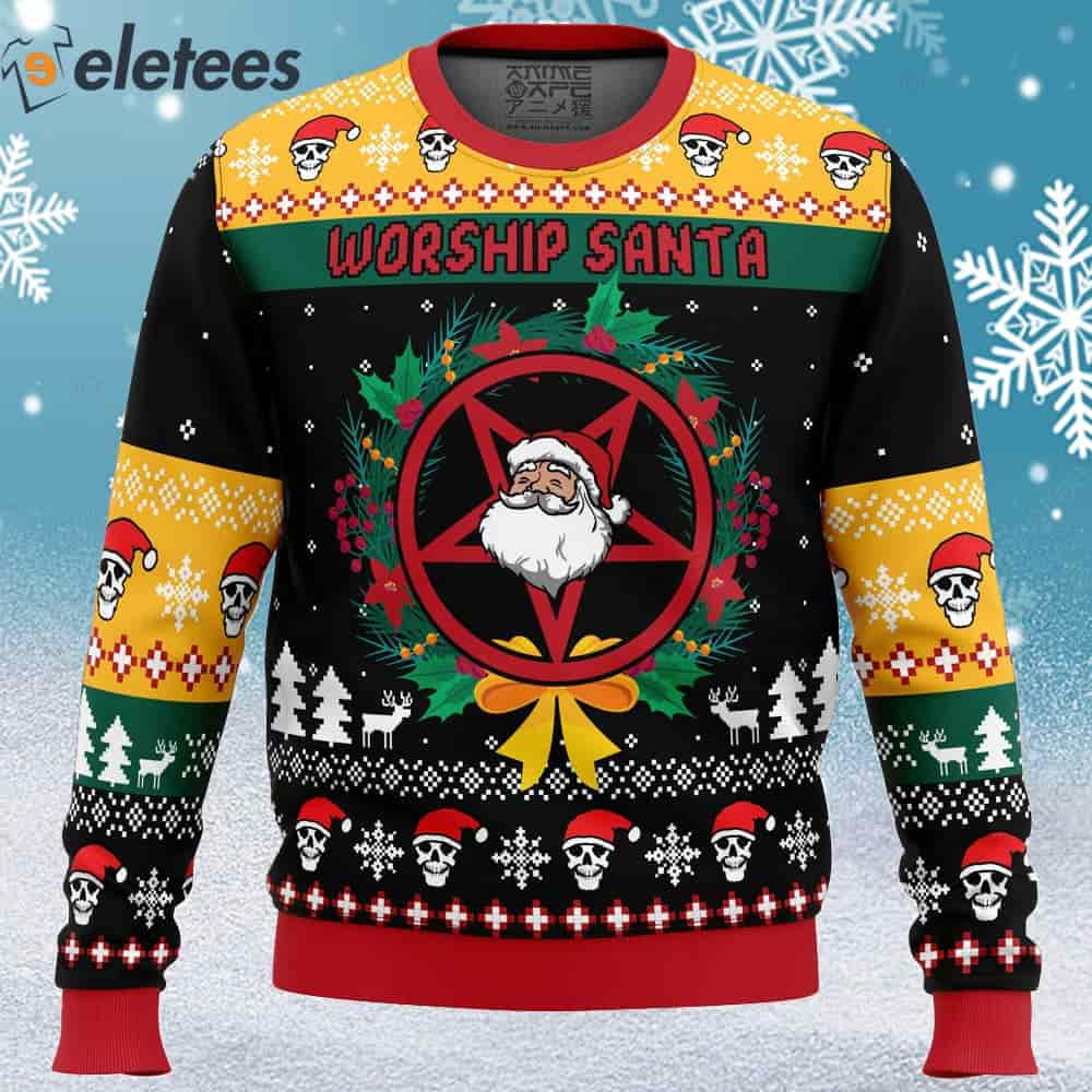 Worship Santa Ugly Christmas Sweater