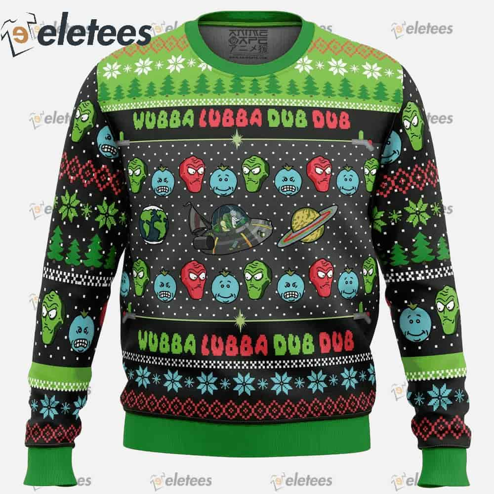 Wubba Lubba Rick and Morty Ugly Christmas Sweater