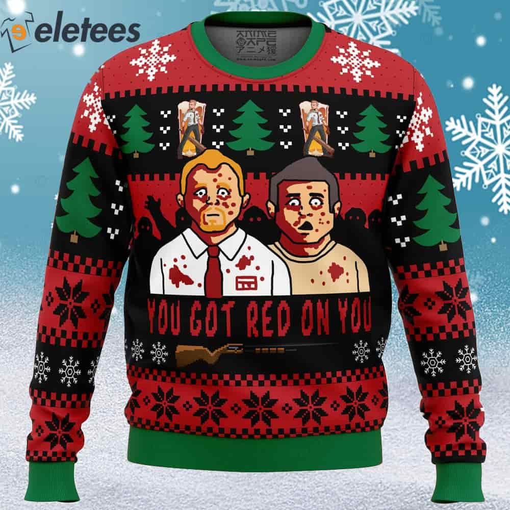 You've Got Red On You Shaun of the Dead Ugly Christmas Sweater