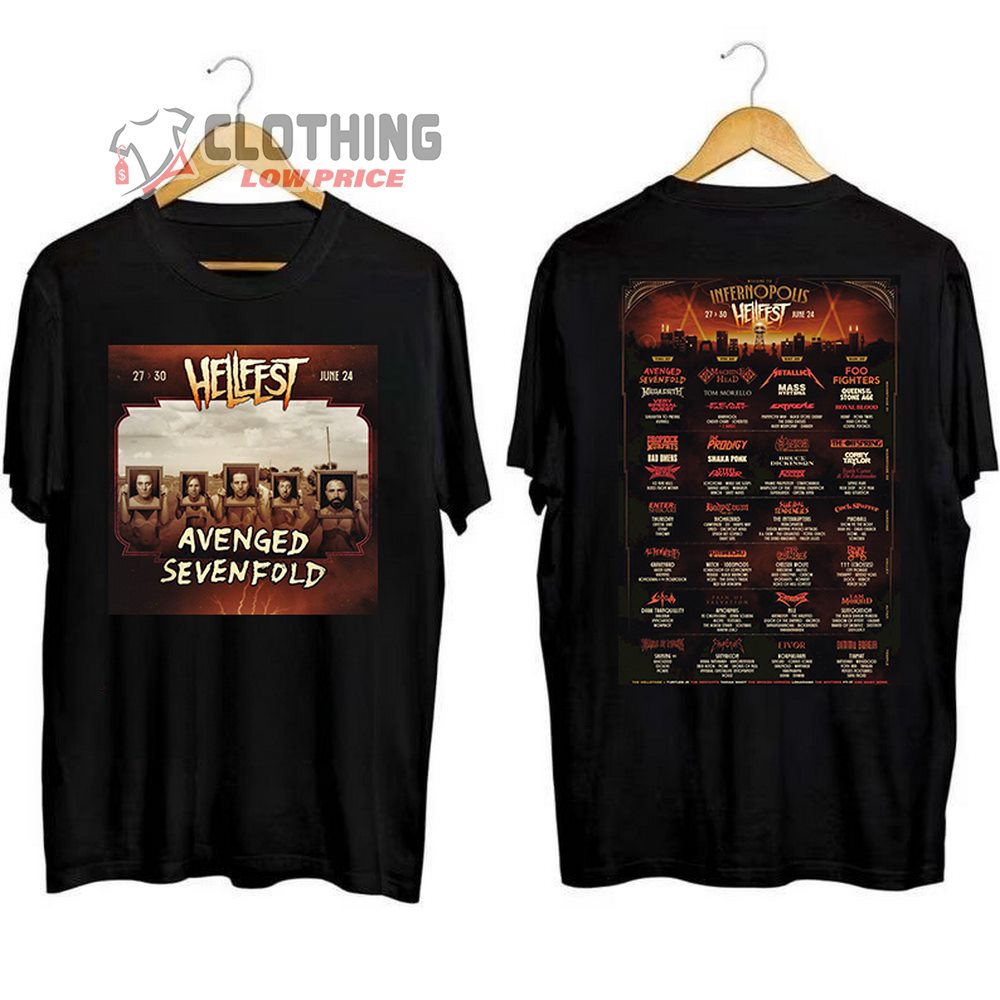 Avenged Sevenfold HellFest Merch, Festival ⁣27-30 June 2024, Avenged Sevenfold Tour 2024 Shirt, Infernopolis HellFest T-Shirt