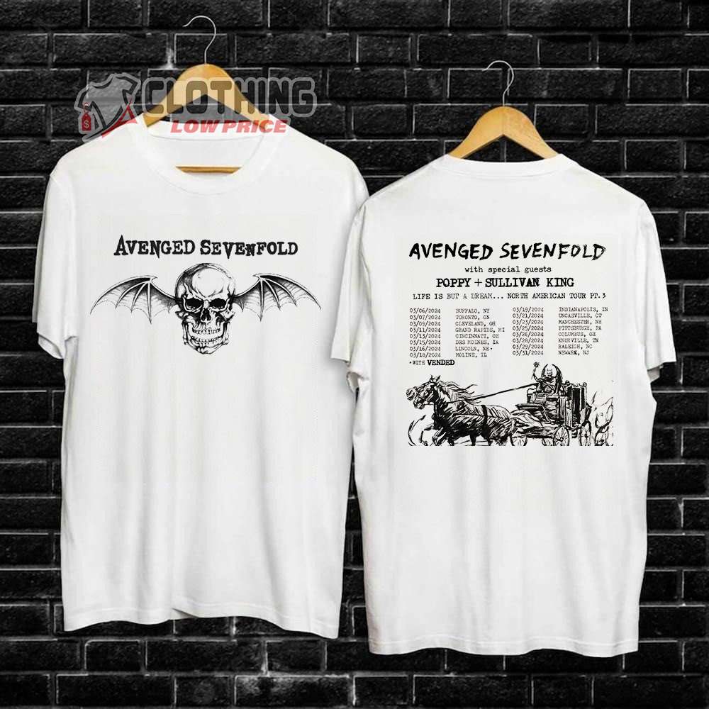 AUTHENTIC Avenged Sevenfold WHITE ALBUM Large Concert Tour T 