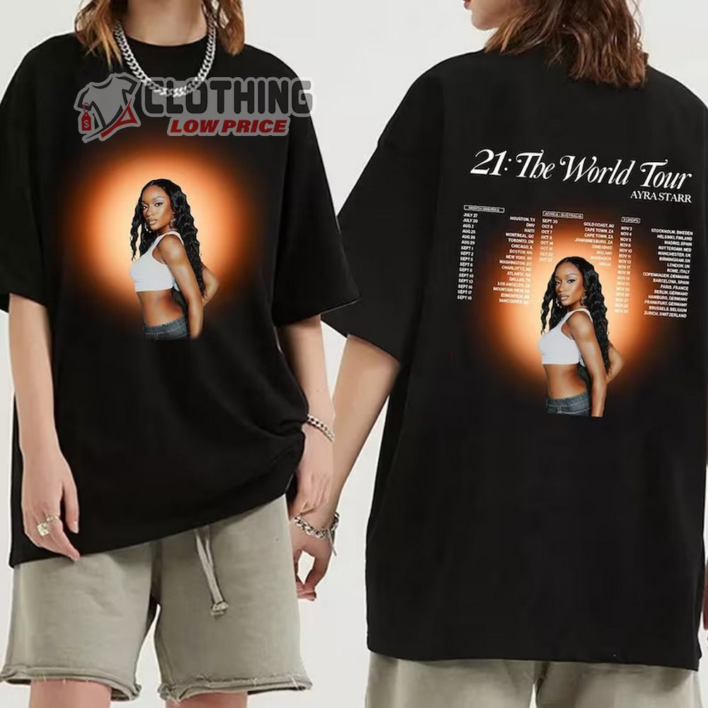 Ayra Starr 21 The World Tour Merch, Ayra Starr 2023 Concert Shirt, Ayra Starr 21 The World Tour Setlist T-Shirt