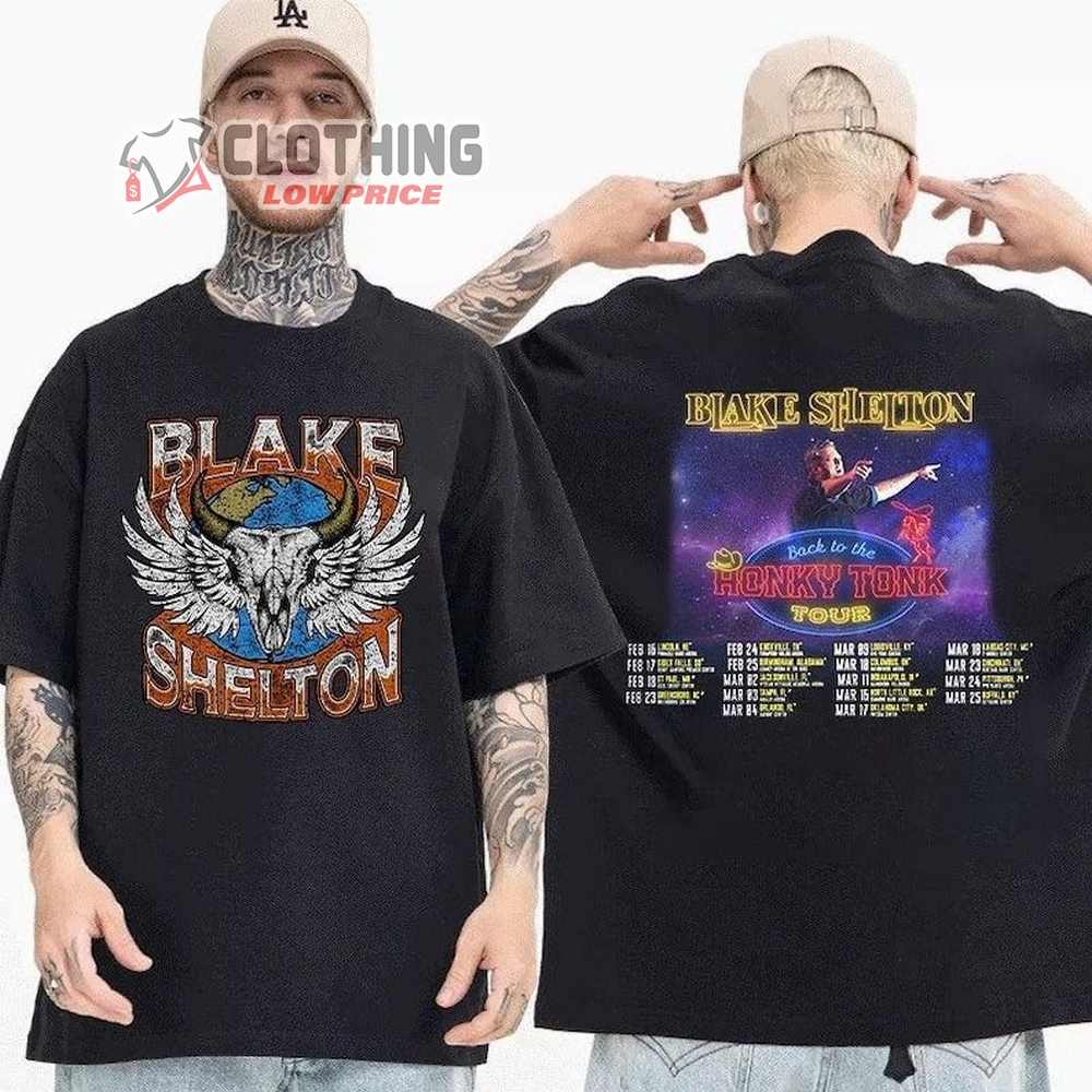 Back To The Honky Tonk Blake Shelton Tour 2023 Unisex T-Shirt, Back To The Honky Tonk Tour 2023 Blake Shirt, Blake Shelton World Tour Shirt