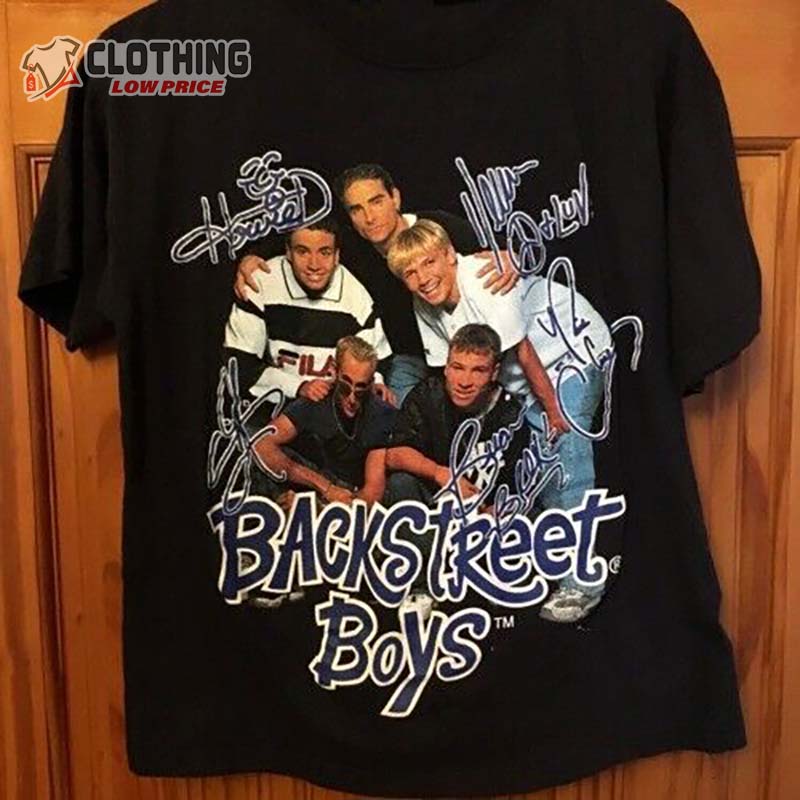 Backstreet Boys Band Members With Signatures Tell Me Why Vintage T-Shirt