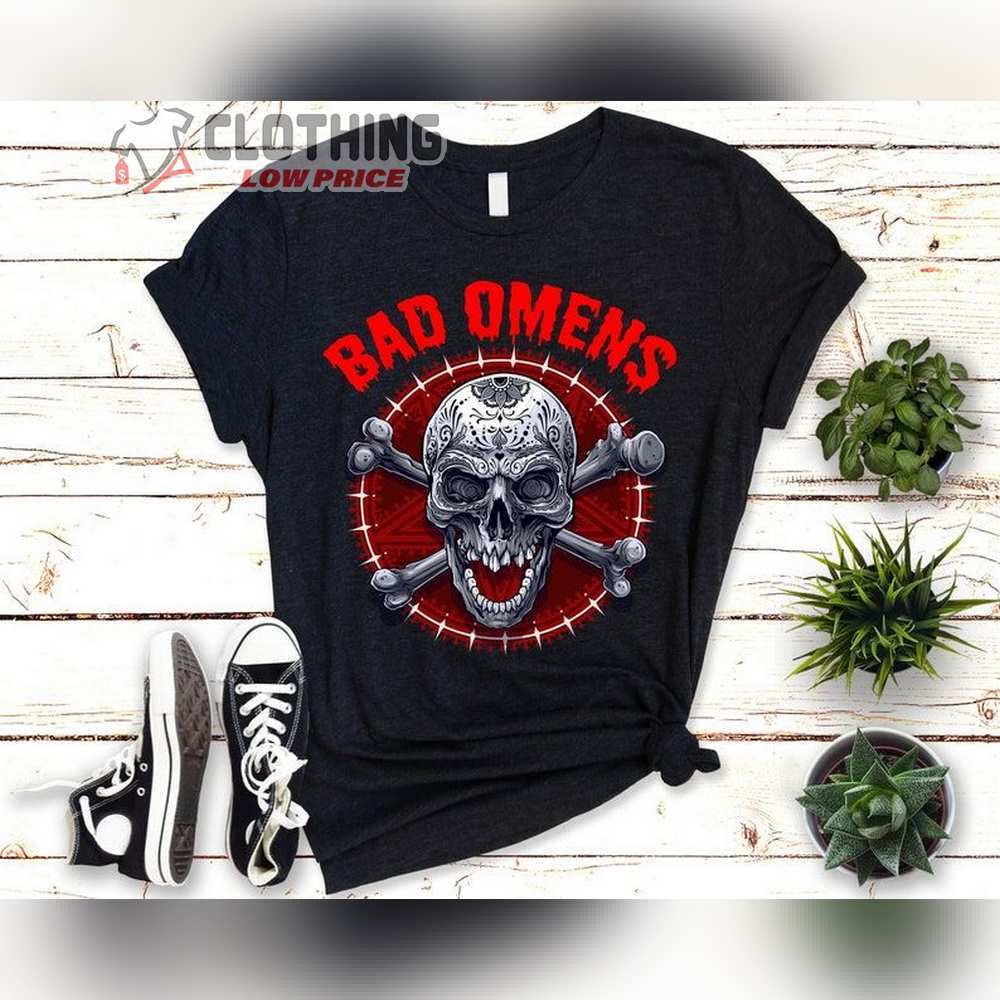 Bad Omens Totenkopf Style Shirt, Bad Omens Skull T-Shirt, Unheilvoller Look Shirt, Bad Omens Merch